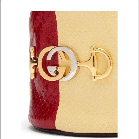 Gucci Zumi Tricolored Snakeskin Drawstring Crossbody Bucket Bag 576432 - Picture 9 of 9